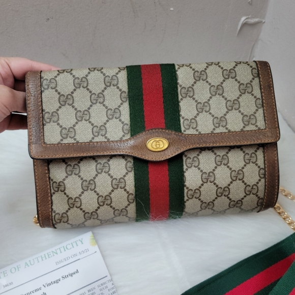 100% Authentic Gucci web sherry line clutch Bag - Picture 2 of 14